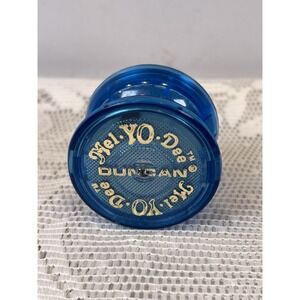 Vintage Duncan De-Luxe Yo-Yo Blue Transparent Plastic Classic Toy USA